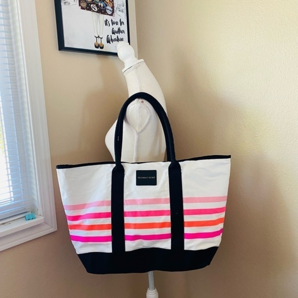 Victoria’s Secret Limited Edition Sunkissed Beach Stripe Canvas Tote Bag